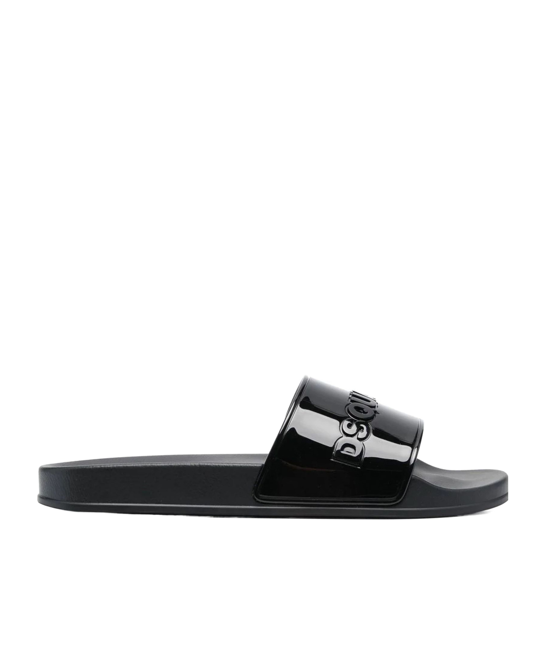 Dsquared2 Embossed-logo Open-toe Slides In Black