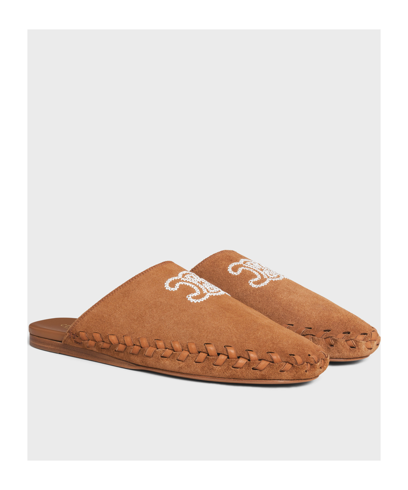 Celine Marlou Mule In Suede Calfskin In Brown