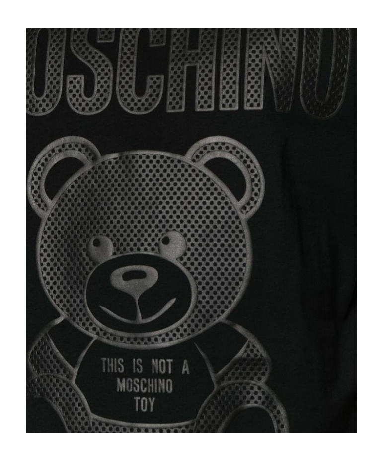 Moschino Teddy Bear Rubberised Cotton T-shirt In Black