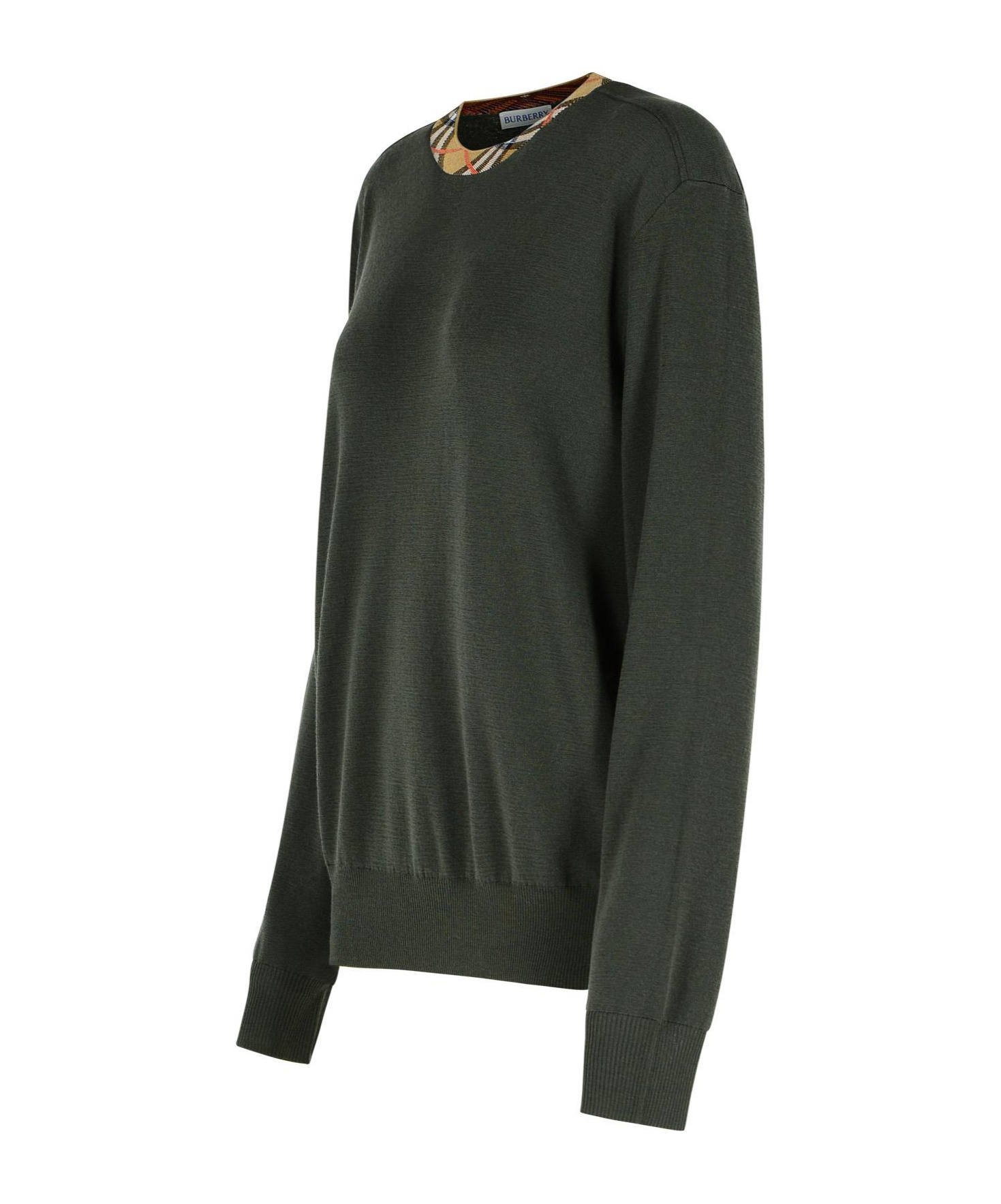 BURBERRY CHECK-COLLAR SWEATER