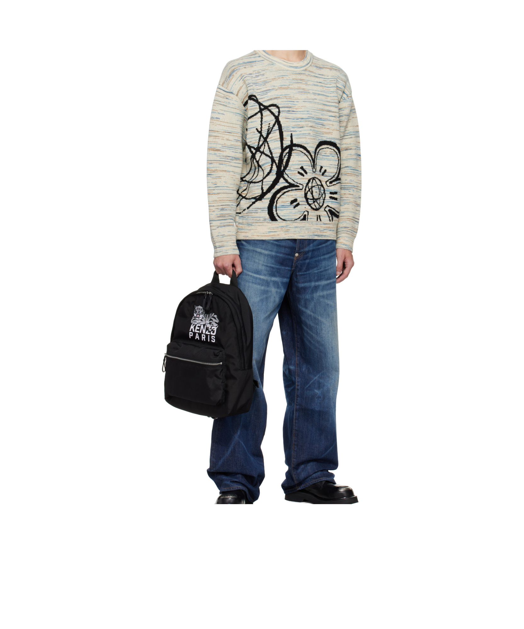 Kenzo Logo-embroidered Backpack In Black