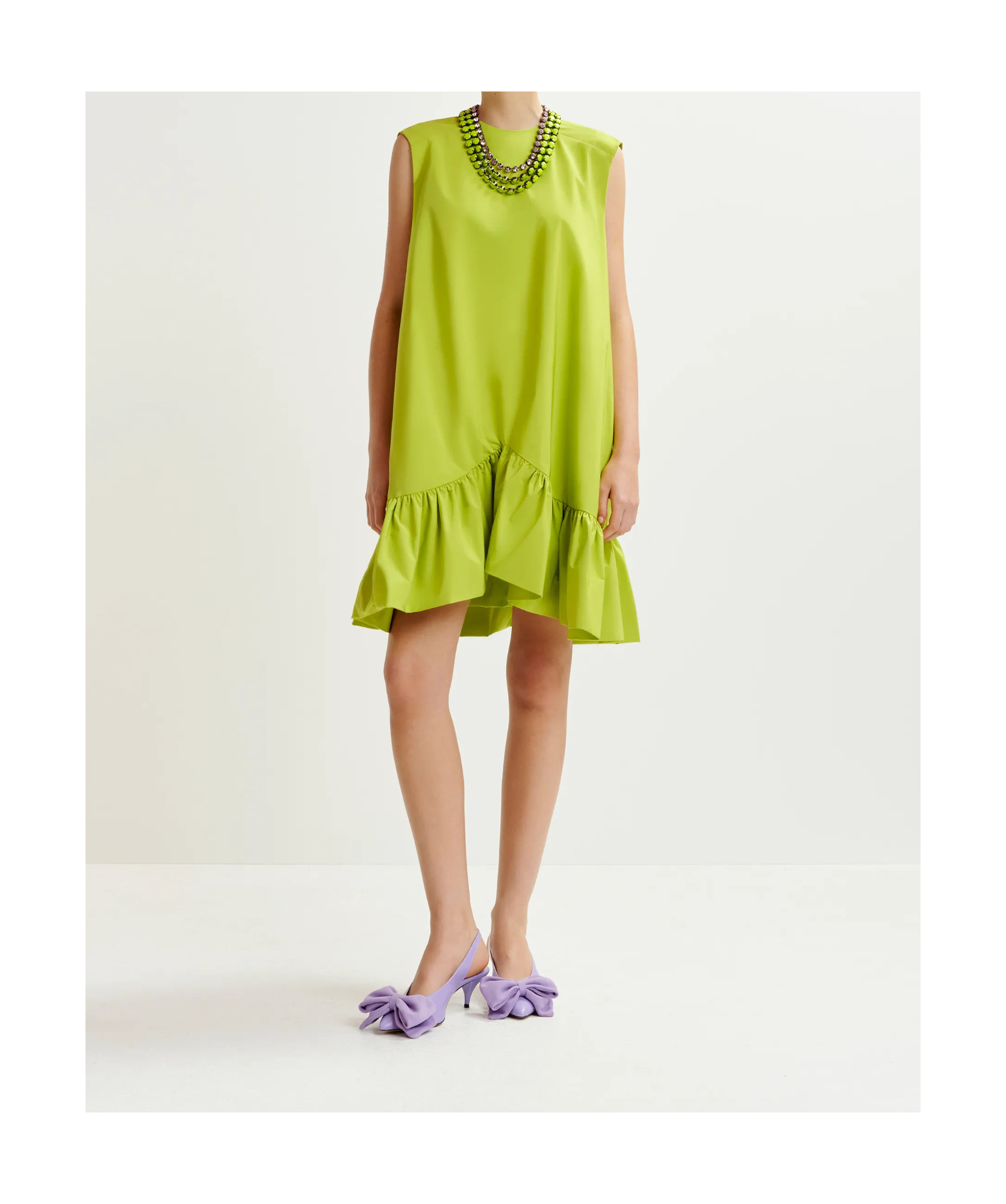 Essentiel Antwerp Hibernate Ruffle Mini Dress Citronella In Green