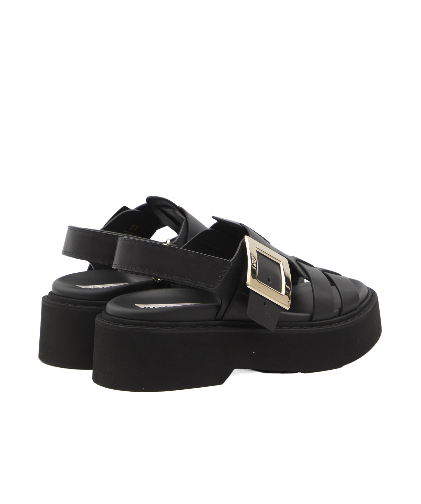 Roger Vivier Viv Rangers Buckled Flat Sandals In Black