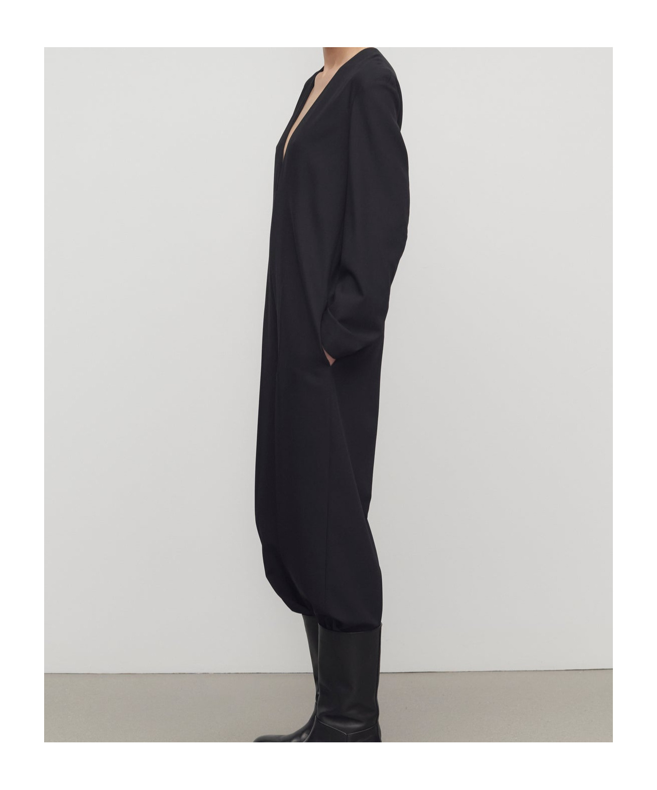 The Row Sylvana Jumpsuit In Virgin Wool In Black