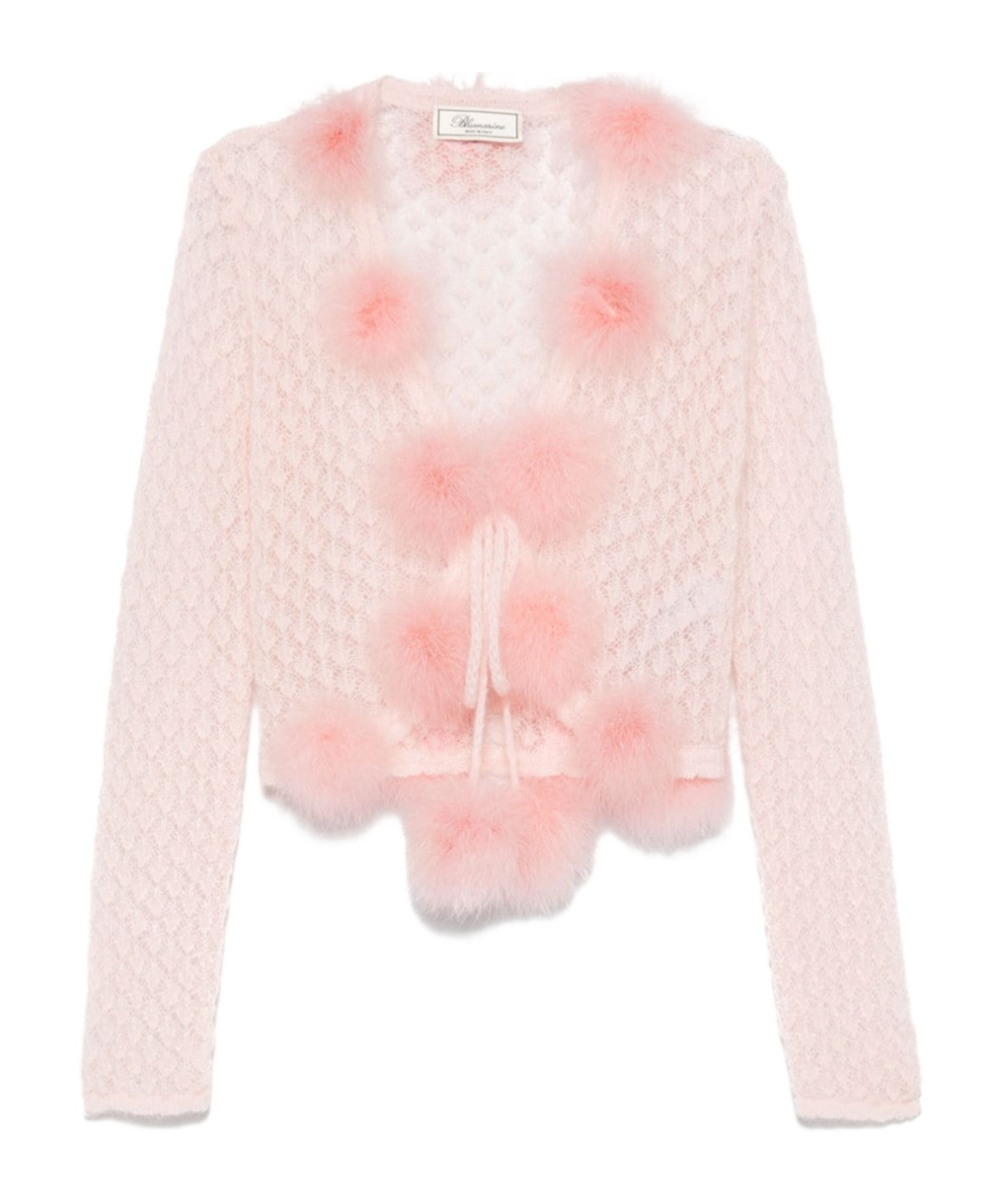 Blumarine Pink Feather Cardigan In Pink
