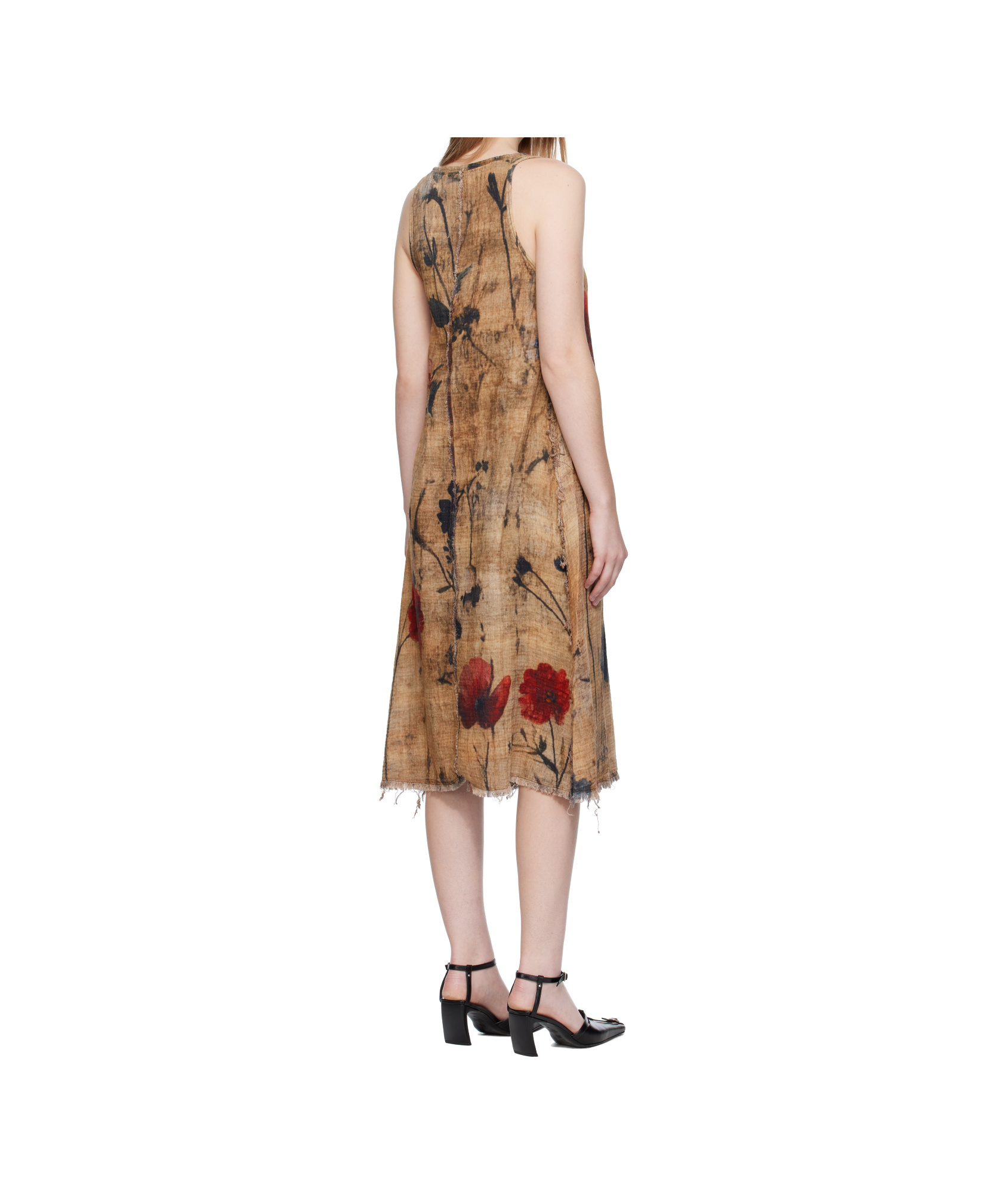 R13 Brown Reversible Tank Midi Dress In Multi