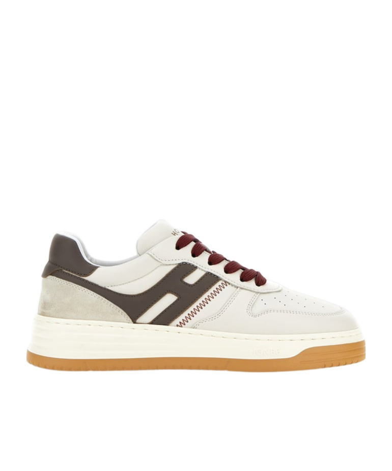 Hogan H630 Logo Patch Lace-up Sneakers In White
