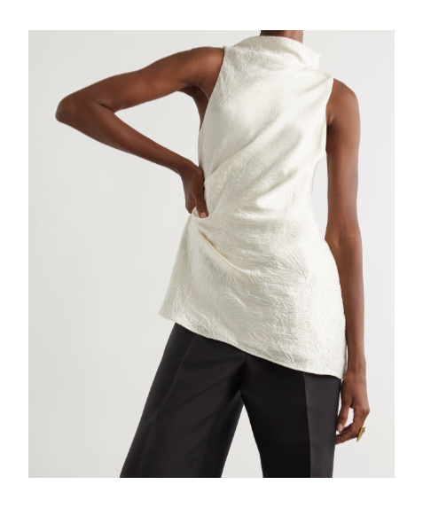 Alexander Mcqueen Asymmetrical Pleated Blouse In White