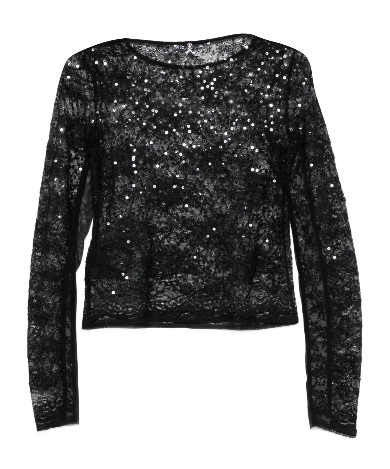 Patrizia Pepe Sequin-embellished Long-sleeved Top In Black