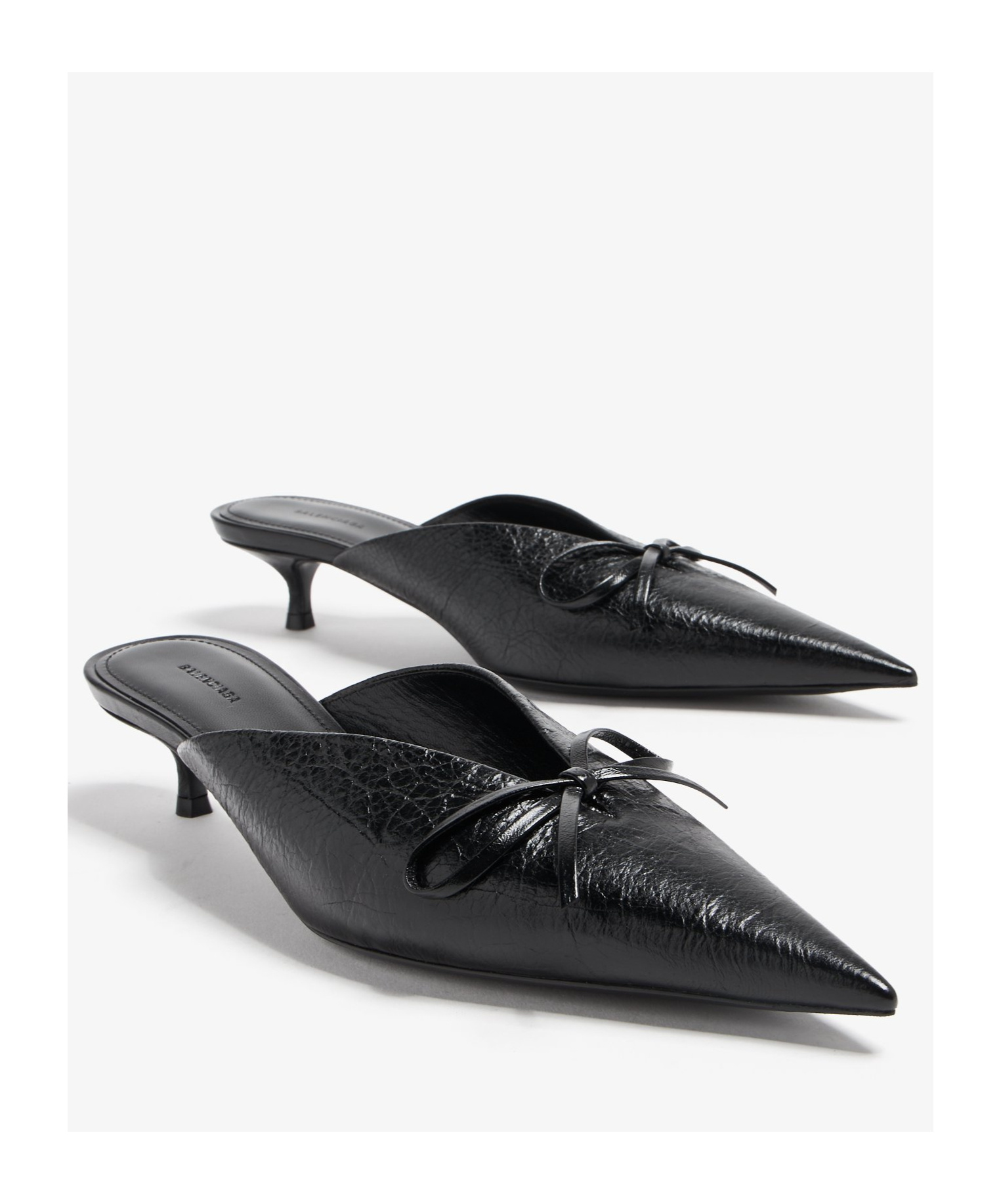 Balenciaga Knife Bow 40 Leather Mules In Black