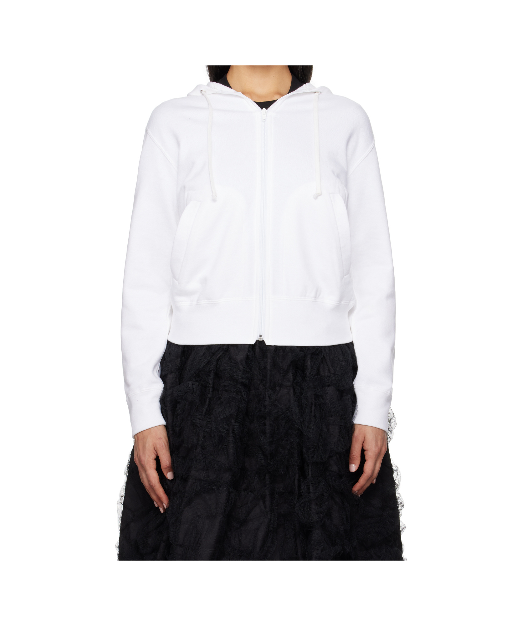 Comme Des Garçons Play White 'heart On Back' Hoodie In White