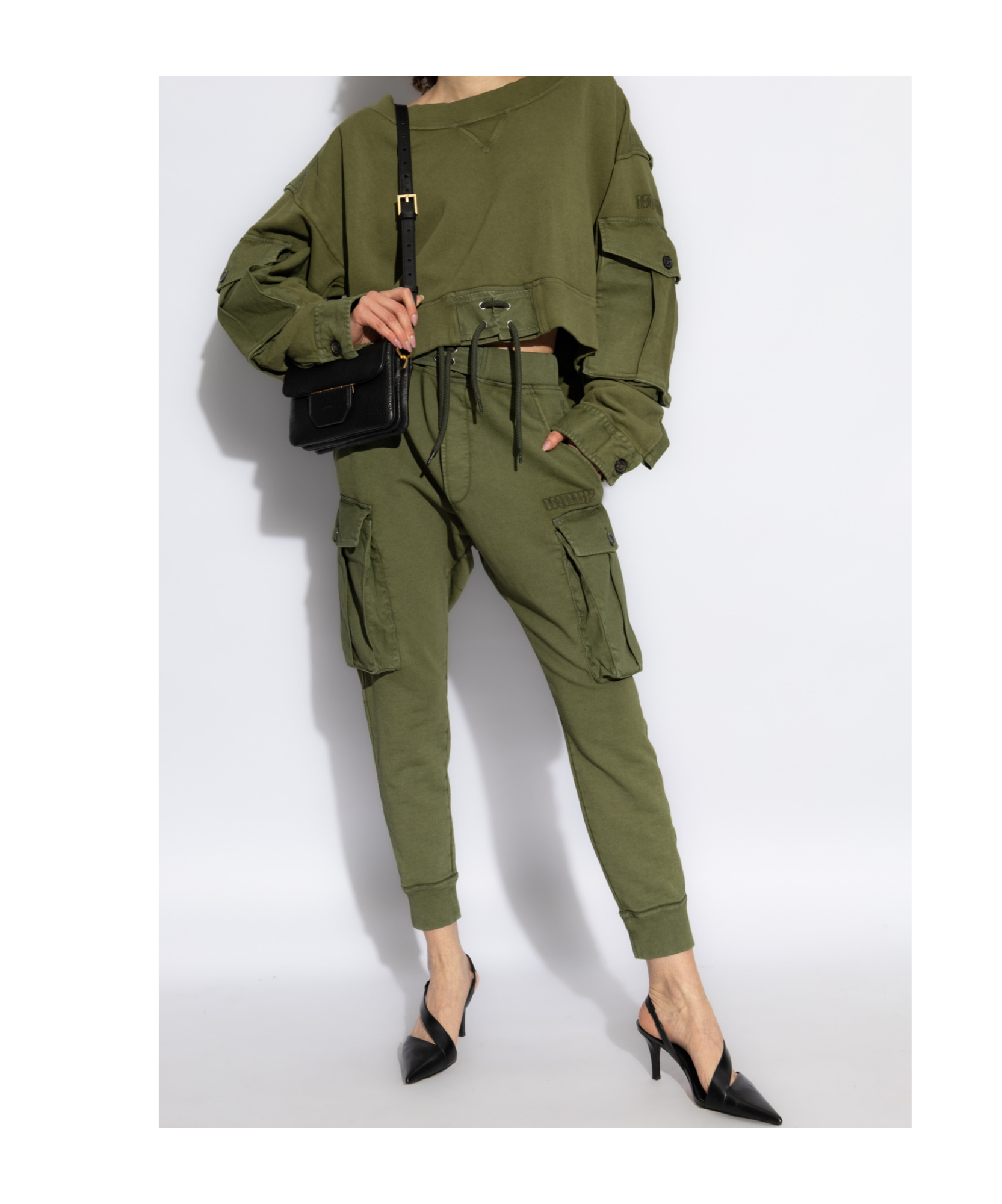 Dsquared2 Distressed Cargo Sweatshirt In Green