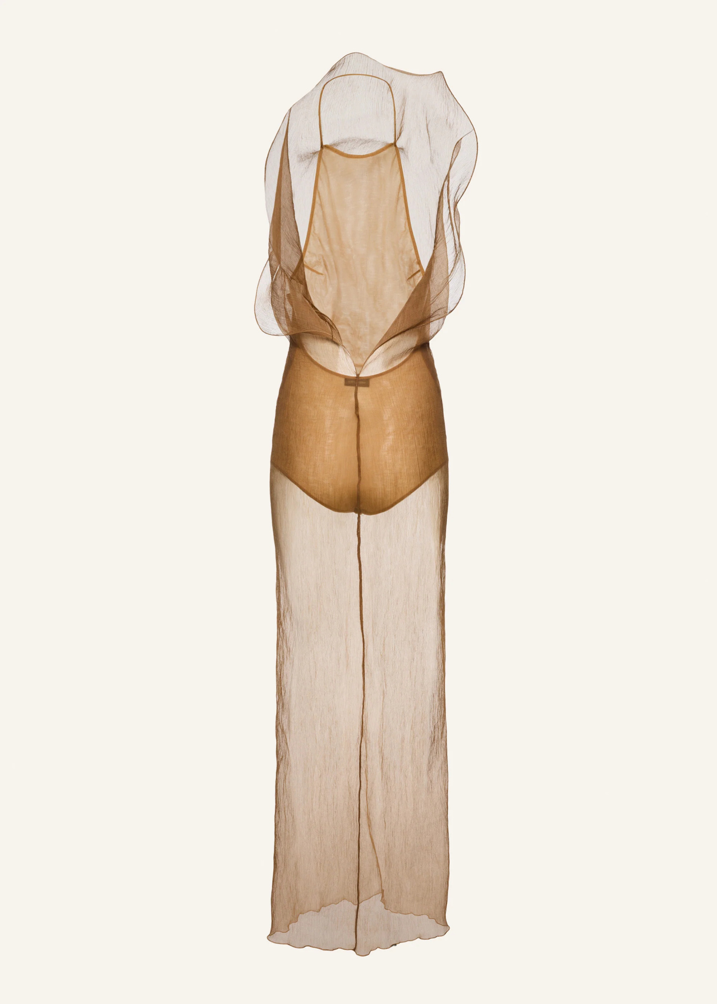 Magda Butrym Silk Organza Gown In Beige In Brown