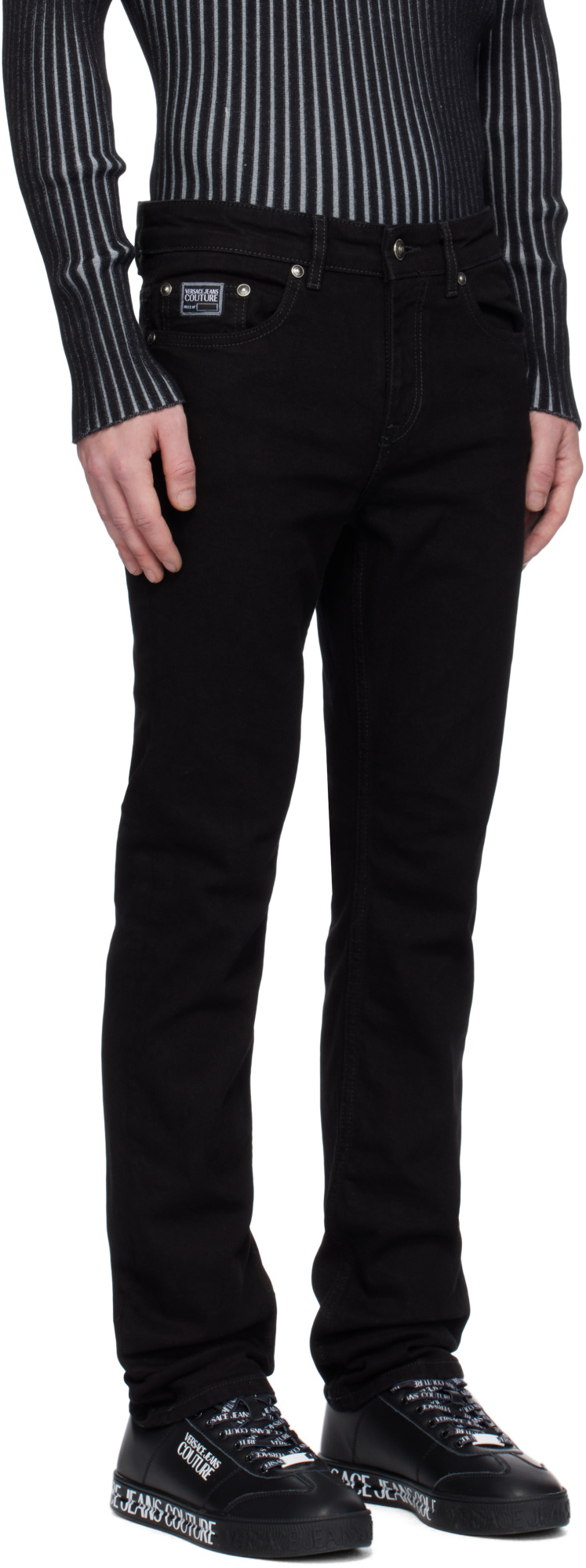 Versace Jeans Belt-loop Jeans In Black