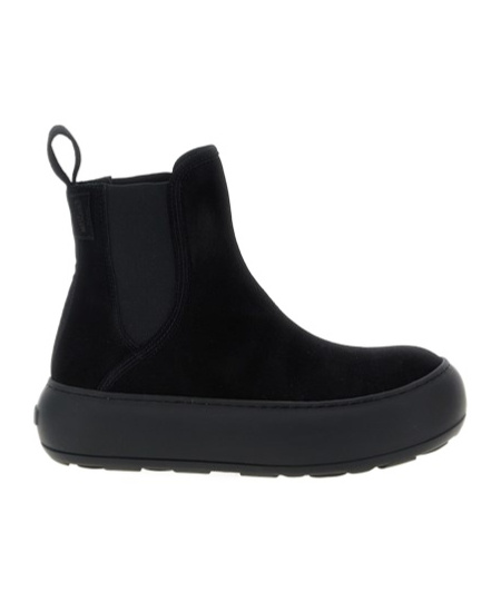 Moschino Round Toe Boots With Elastic Side Panels In Black