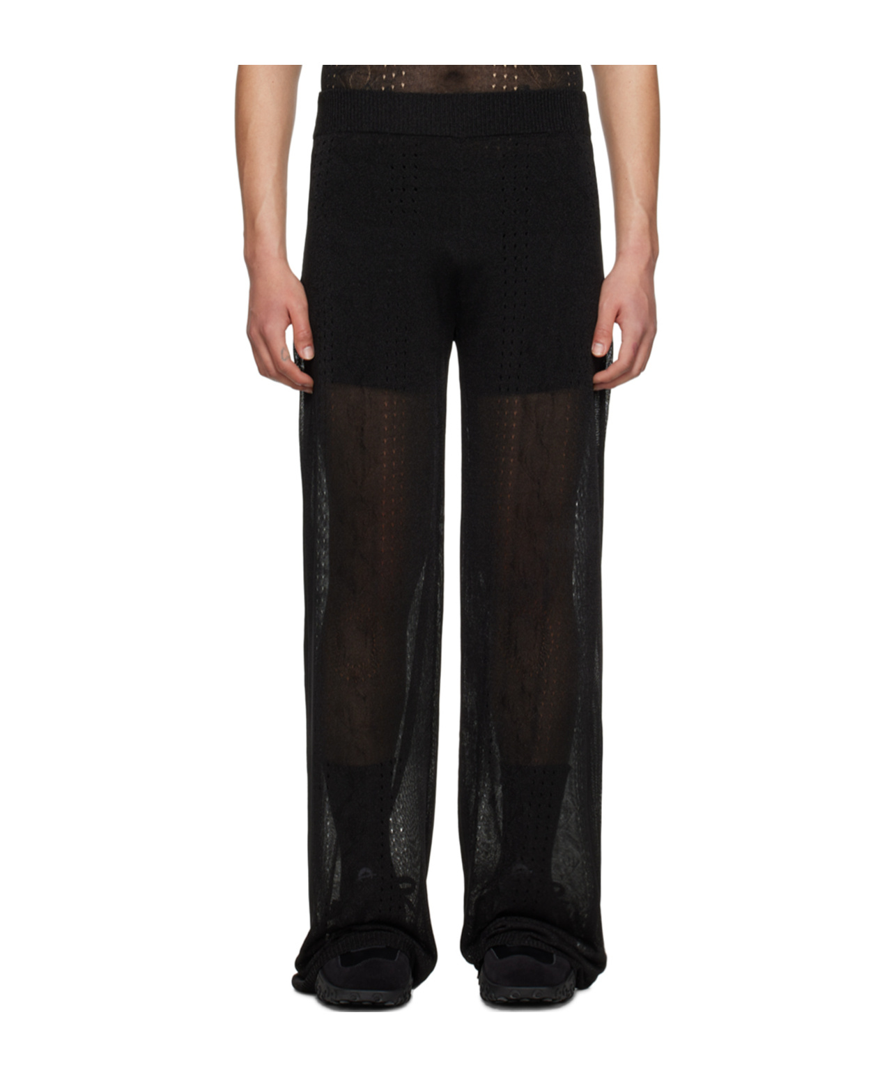 Marine Serre Elastic Waist Casual Pants In Black