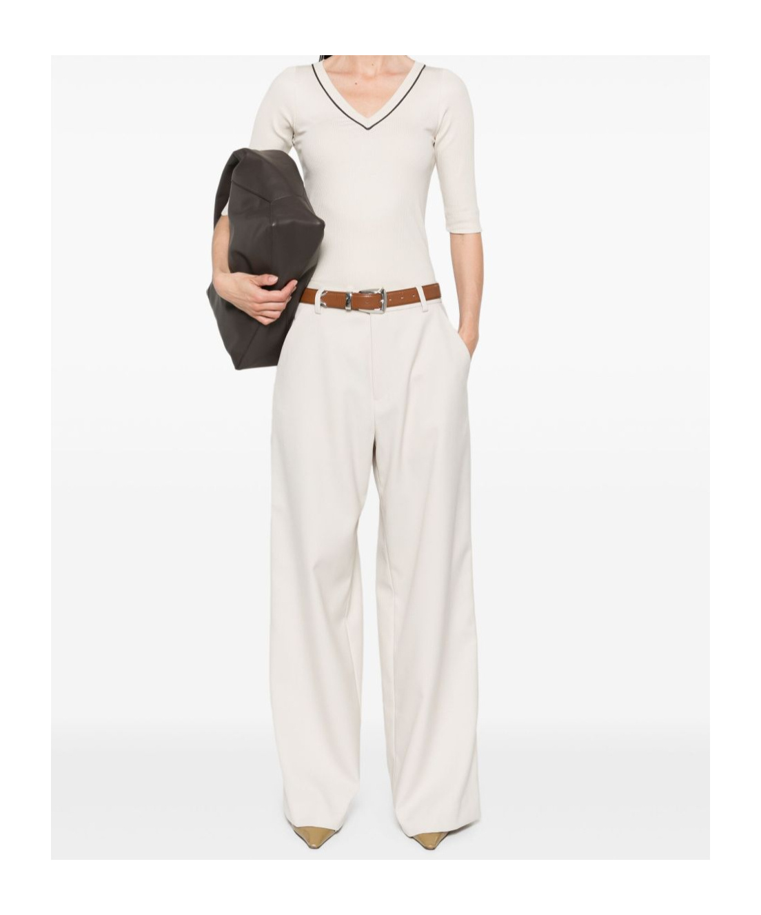 Brunello Cucinelli V-neck T-shirt In White