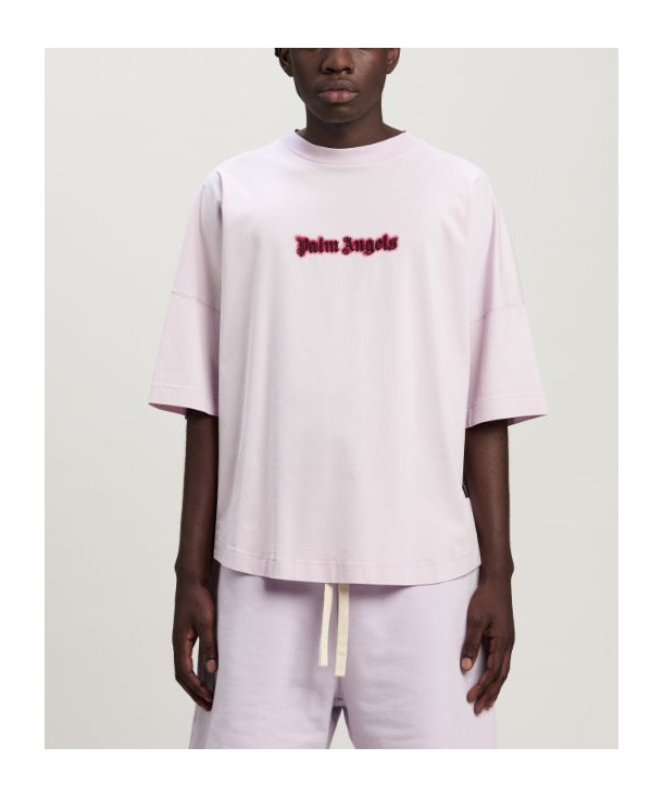 PALM ANGELS PALM ANGELS LOGO EMBROIDERED DROP SHOULDER T-SHIRT