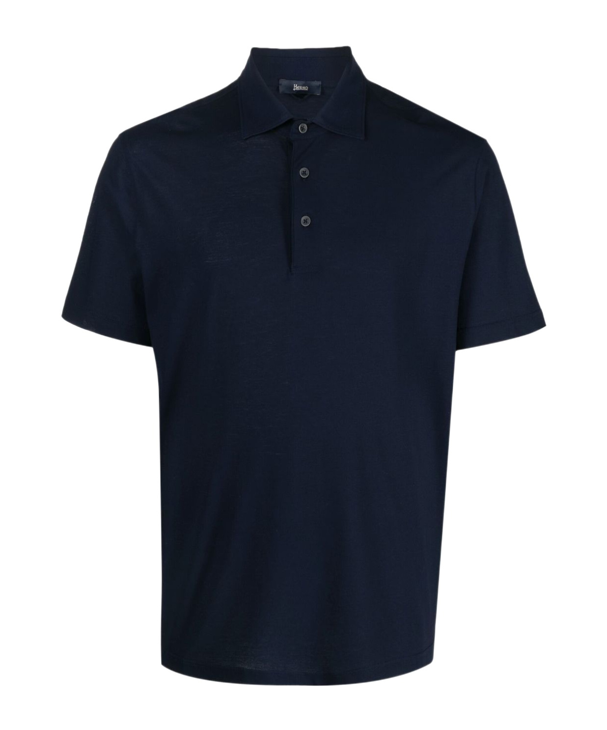 Herno Short Sleeve Polo With Classic Collar In Blue