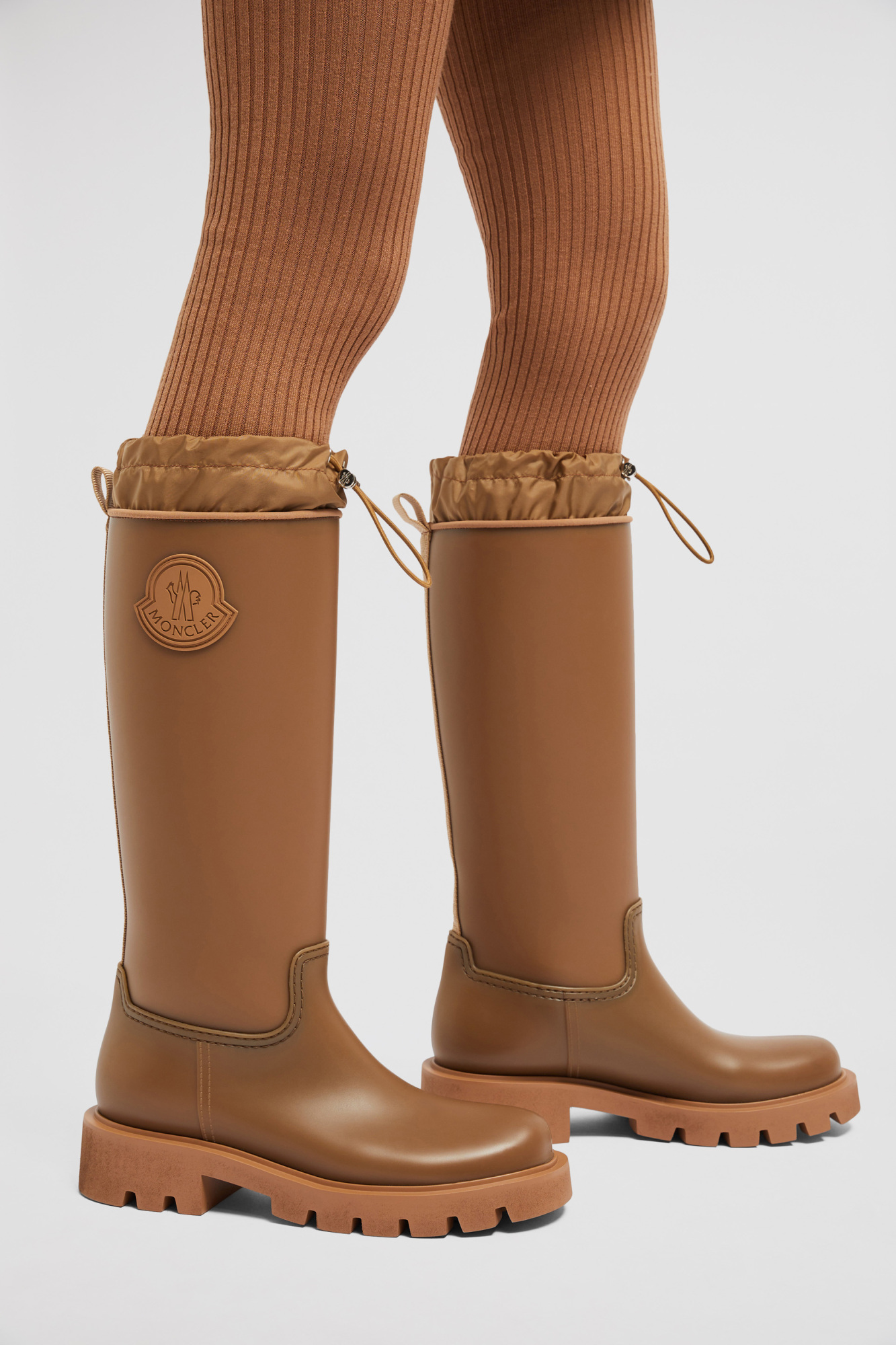Moncler Kickstream Knee-high Rain Boots In Brown