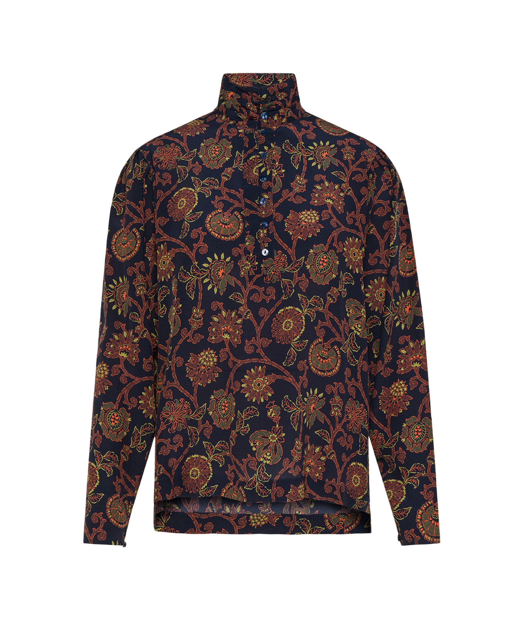 Momoní Nagiso Blouse In Printed Crepe De Chine In Black