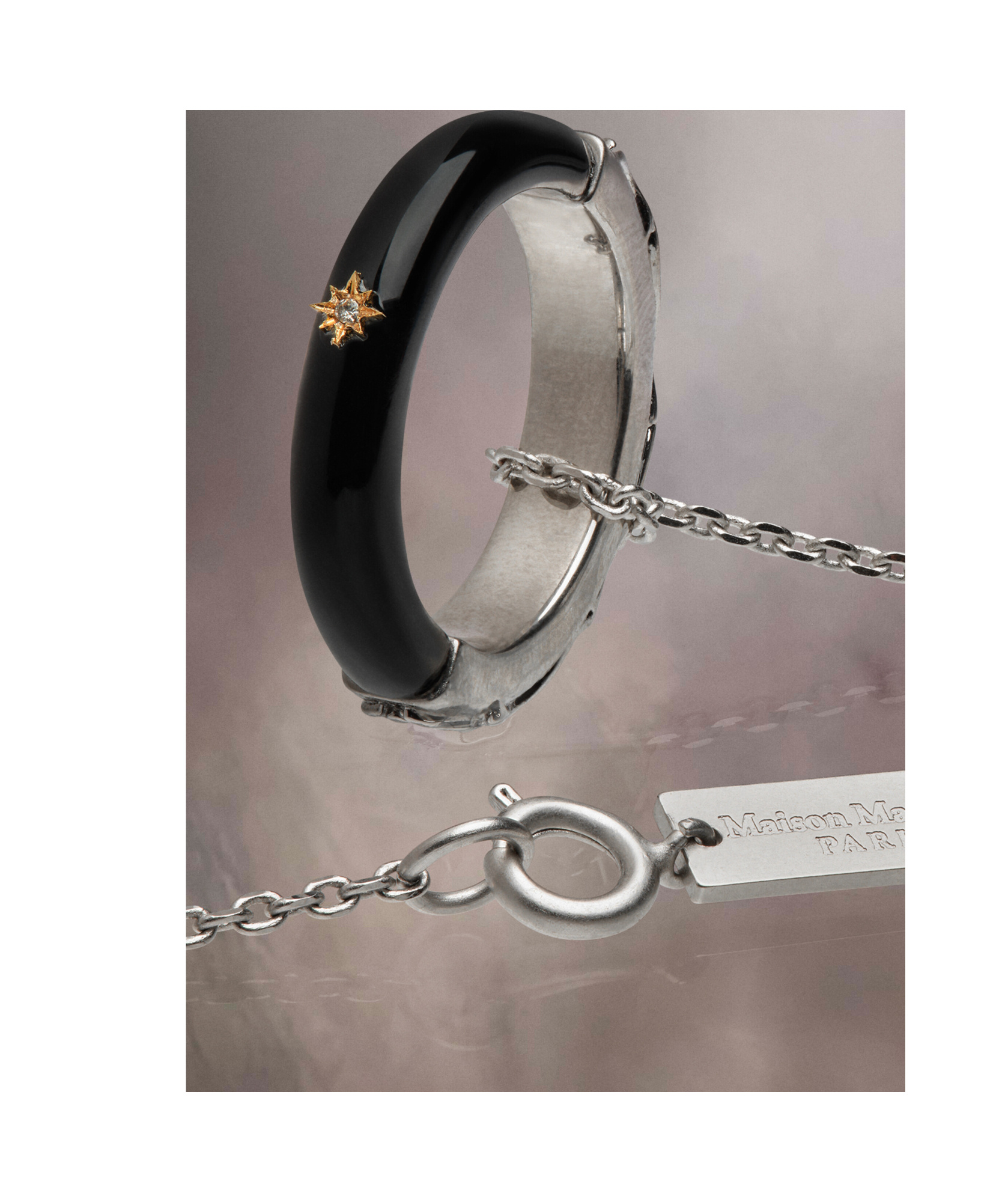 Maison Margiela Logo Necklace In Black
