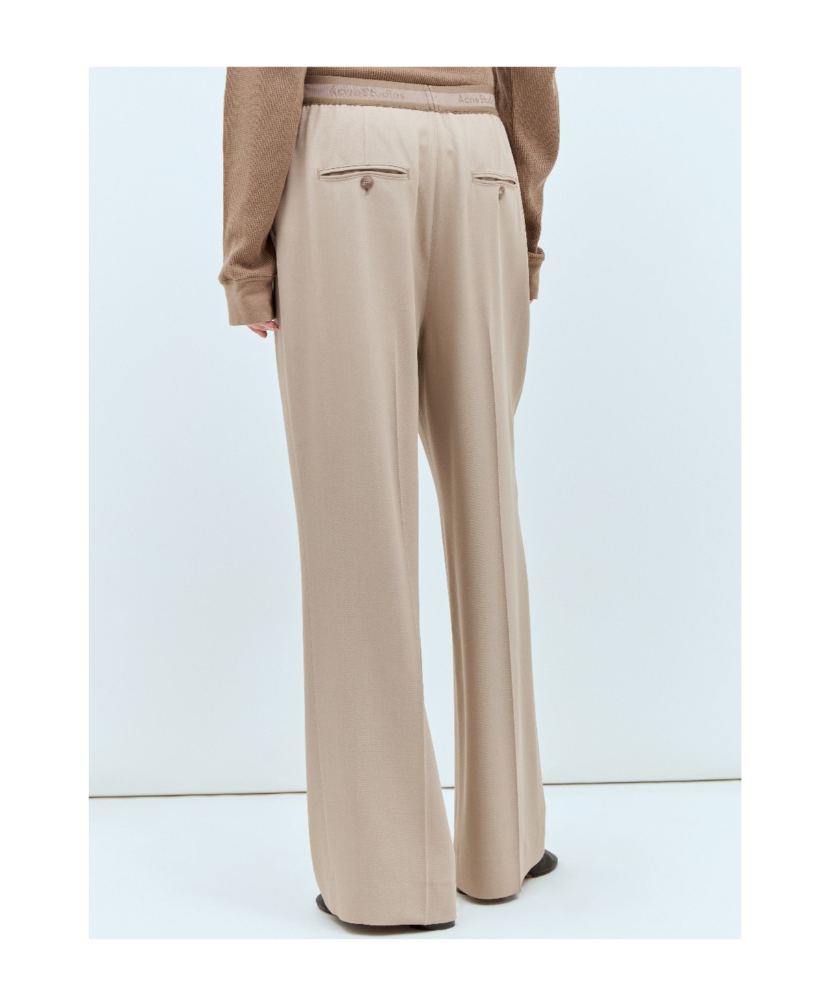 Acne Studios Women Logo Waistband Tailored Pants In Nude