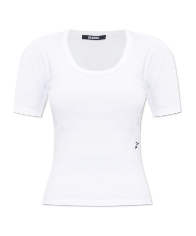 Jacquemus Scoop-neck Cotton T-shirt In White
