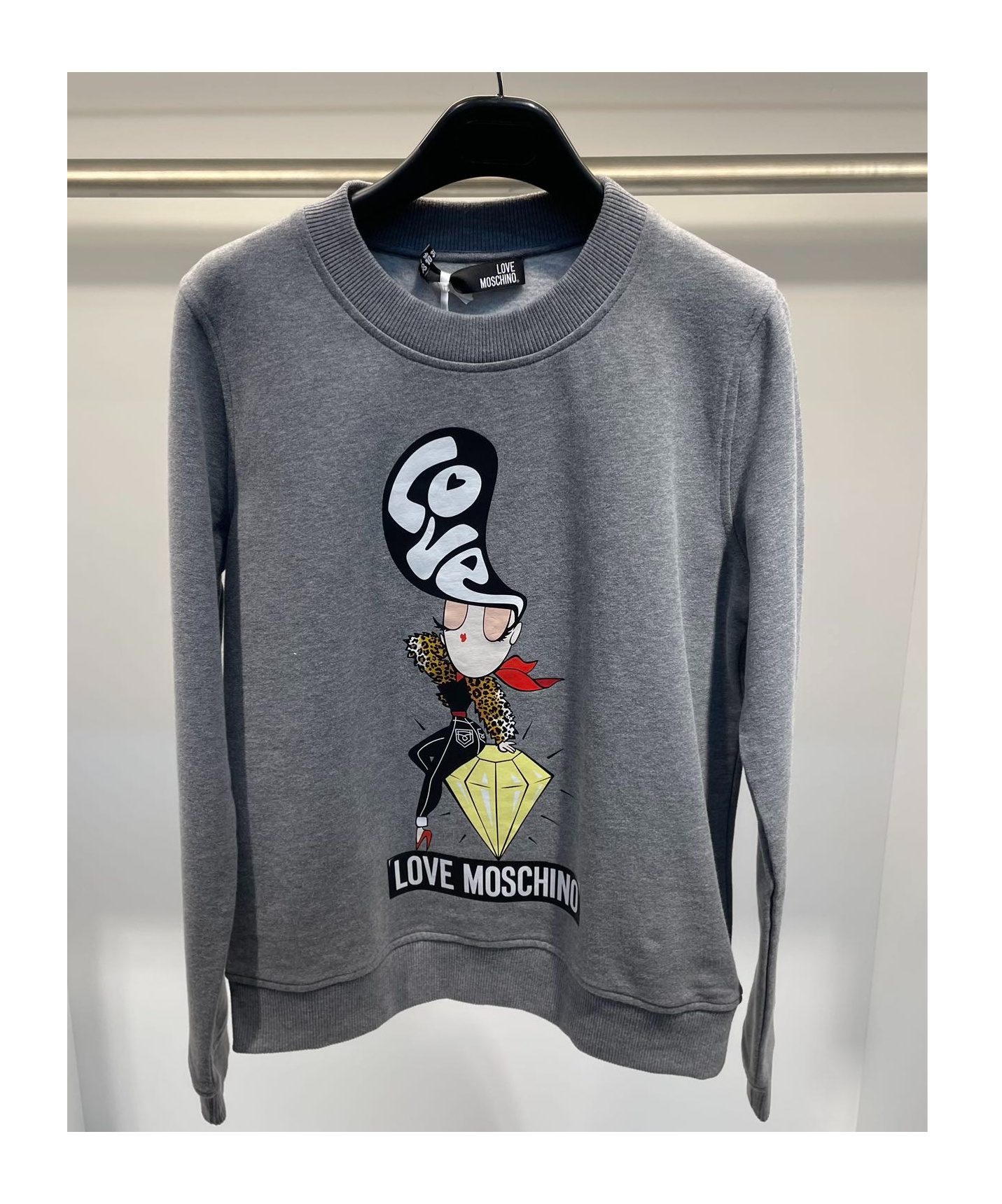 Moschino Round Collar Logo Sweater In Gray