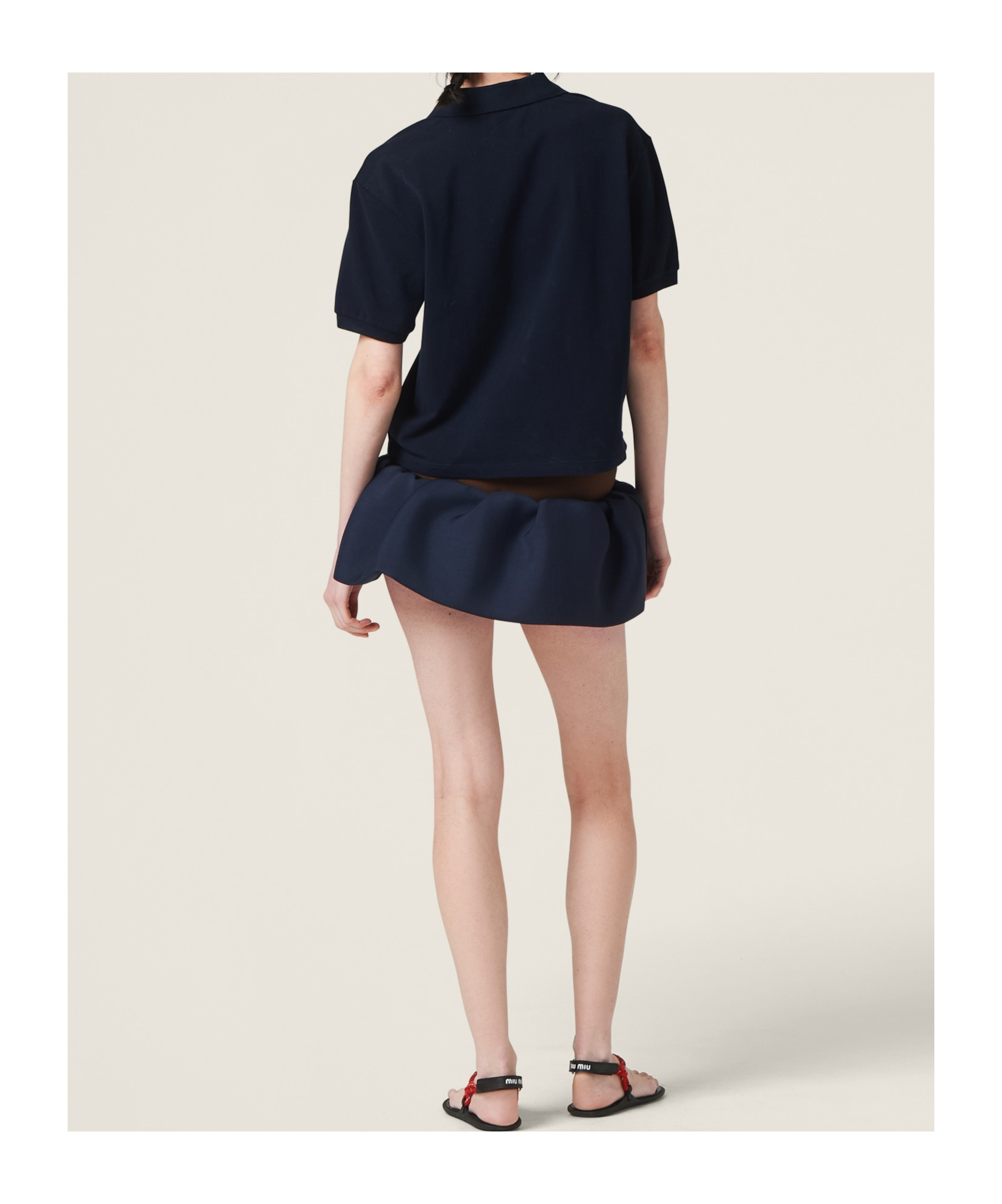 Miu Miu Cotton Piqué Polo Shirt In Blue