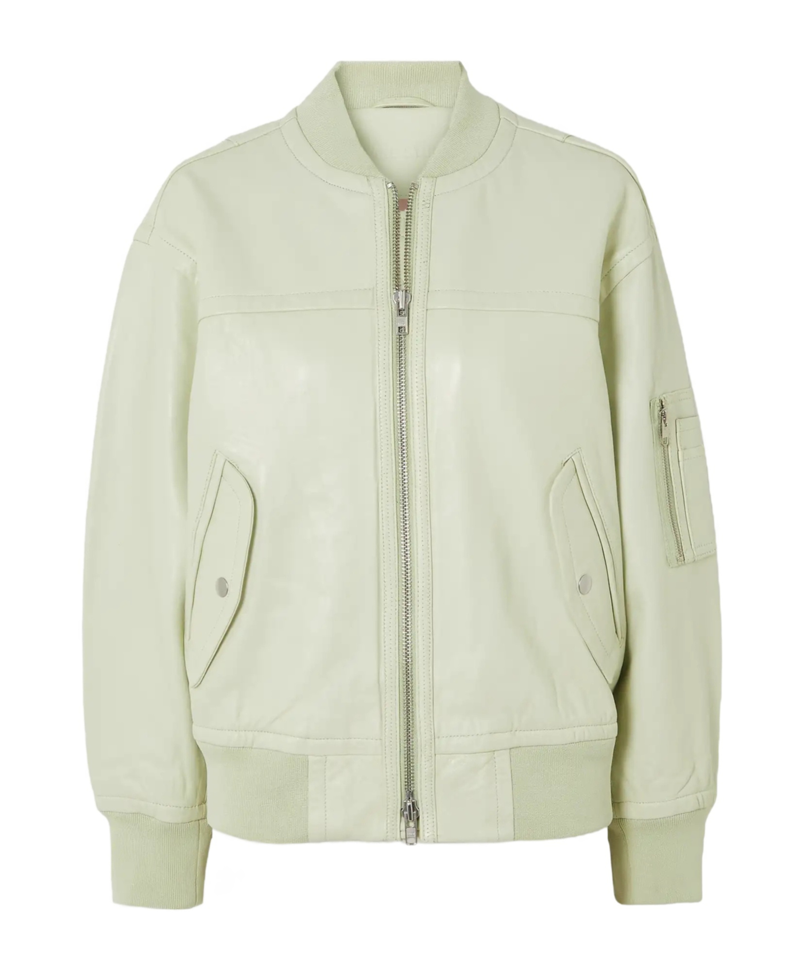 Stand Studio Leather Bomber Jacket In Neutral