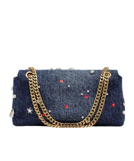 Marc Jacobs Minithe Trinket Charm Denim Dual-chain Crossbody Bag In Blue