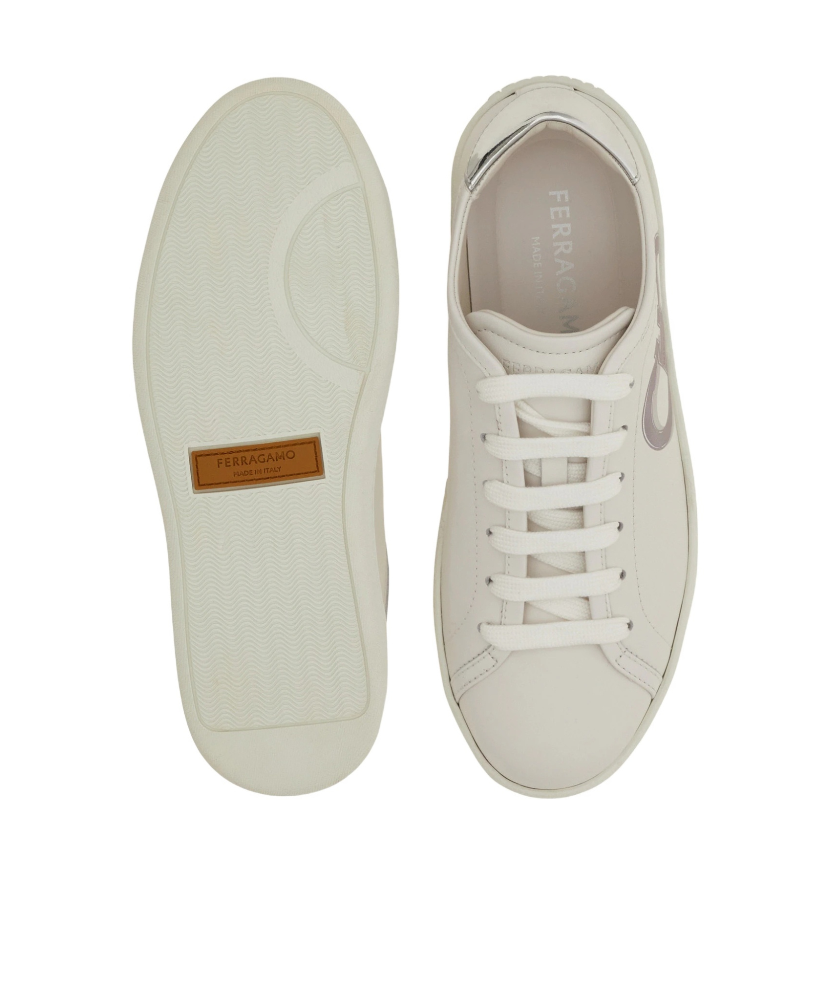 Ferragamo Double Gancini Sneaker In White/ice Color