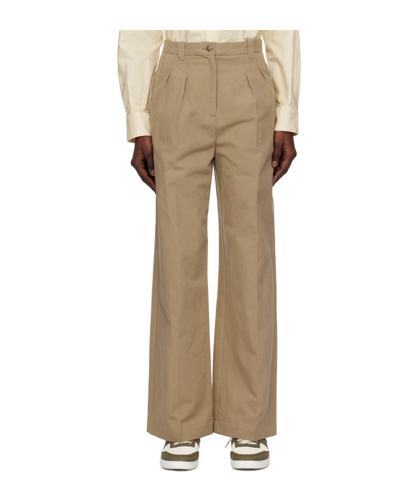Apc Tressie High-waist Palazzo Trousers In Nude