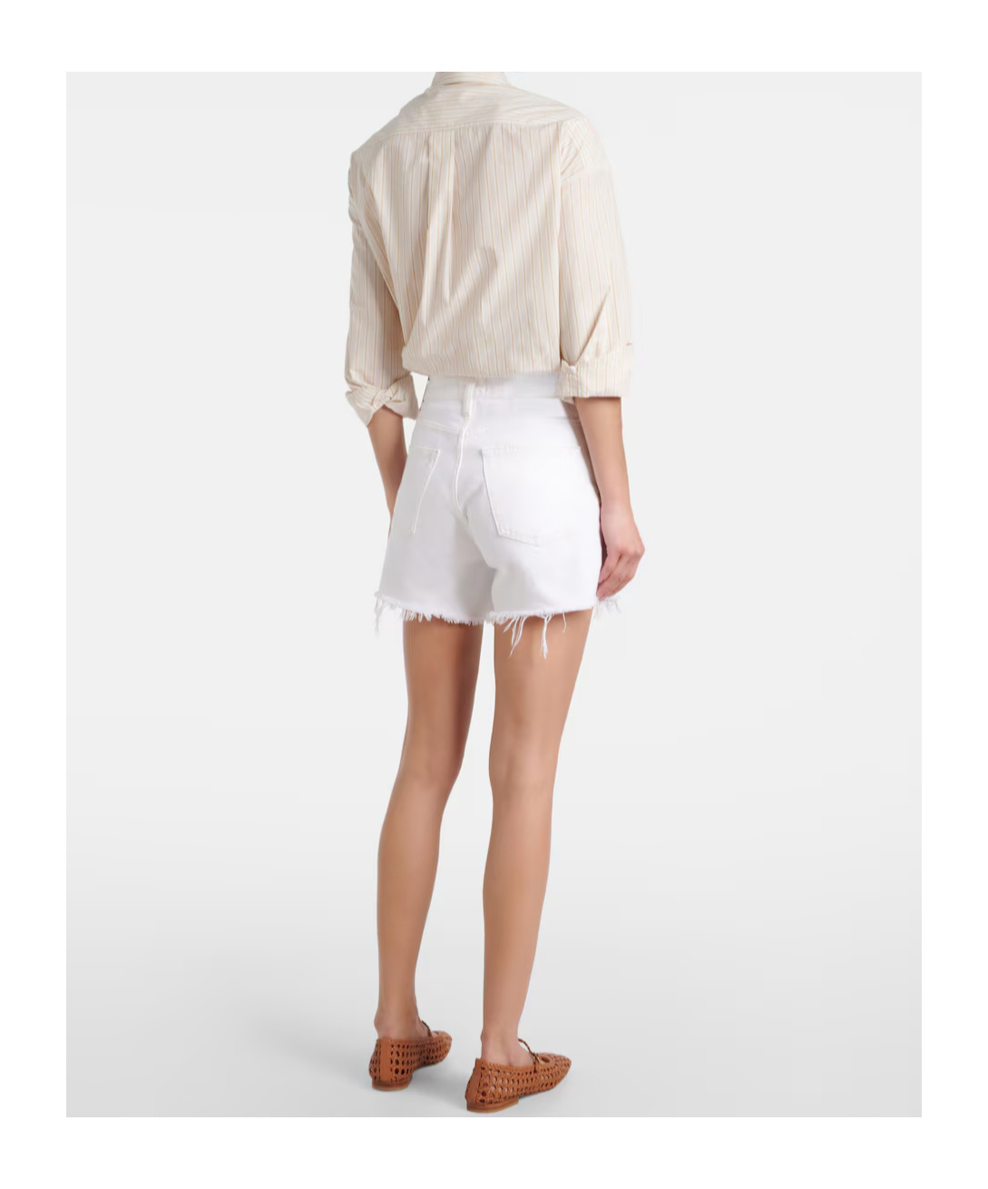 Agolde Parker Mid-rise Denim Shorts In White