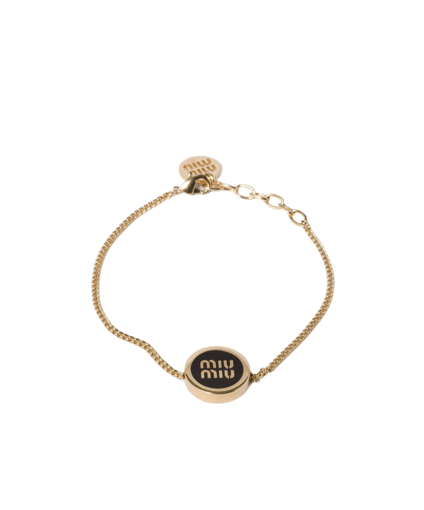 Miu Miu Logo Pattern Bracelet In Yellow