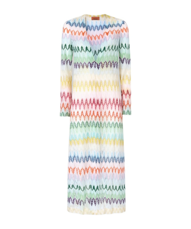 Missoni Long Zig Zag Lace Cardigan In Multi
