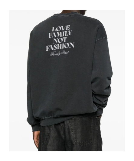 Family First Long-sleeved Crew Neck Sweatshirt In Black