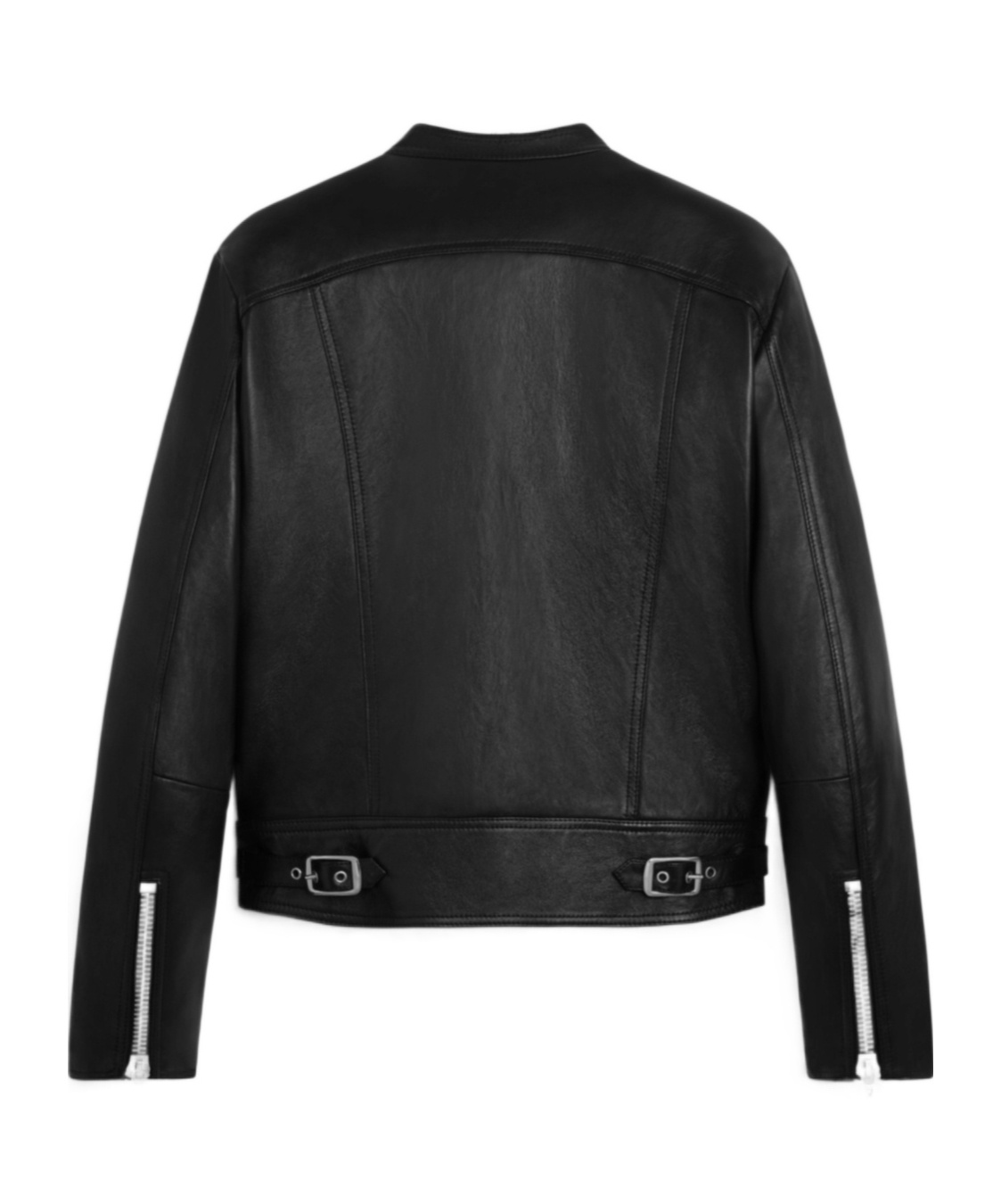 Celine High-collar Locomotive Leather Jacket In Black
