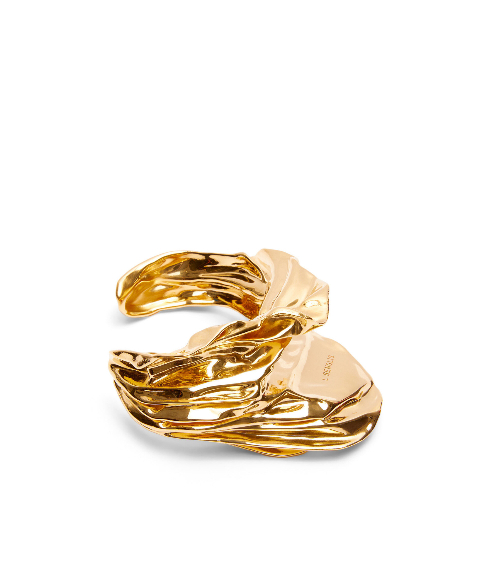 Loewe Pleated Fan Cuff In Sterling Silver In Gold