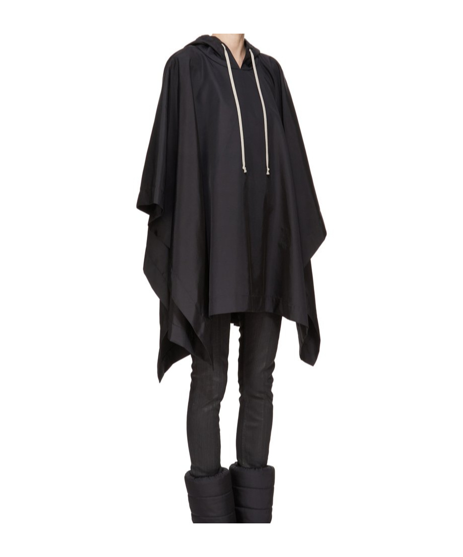 Rick Owens Drkshdw Cotton Hooded Cape In Black