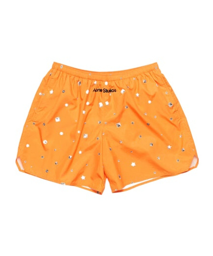 Acne Studios Stud-print Ripstop Swim Shorts In Orange