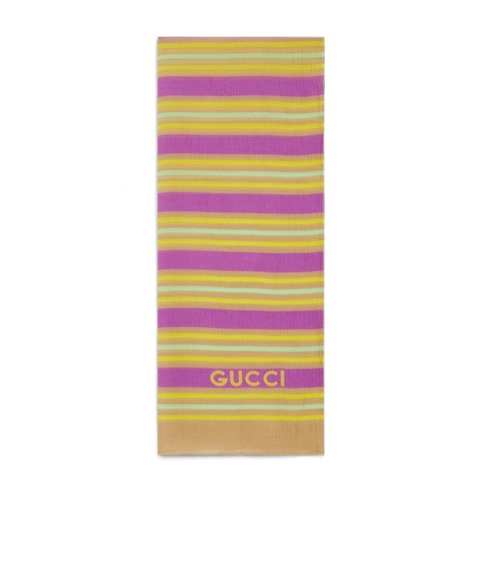 Gucci Stripe Printed Silk Scarf In Multicolor