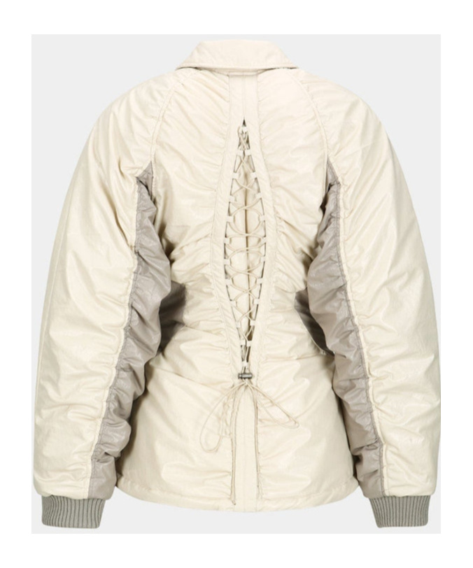 Andersson Bell Off-white Luna Back-corset Bomber Jacket In Nude