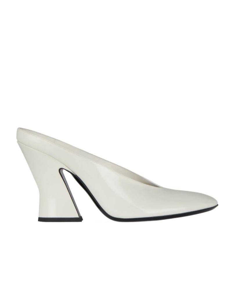 Givenchy Sculpted Heeled Mules In Patent Leather In White