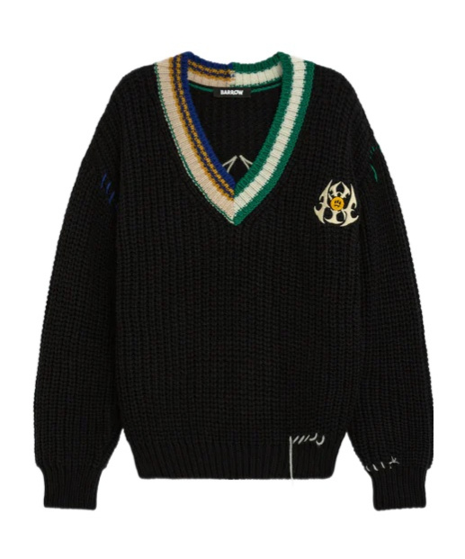 Barrow V-neck Knitted Sweater In Black