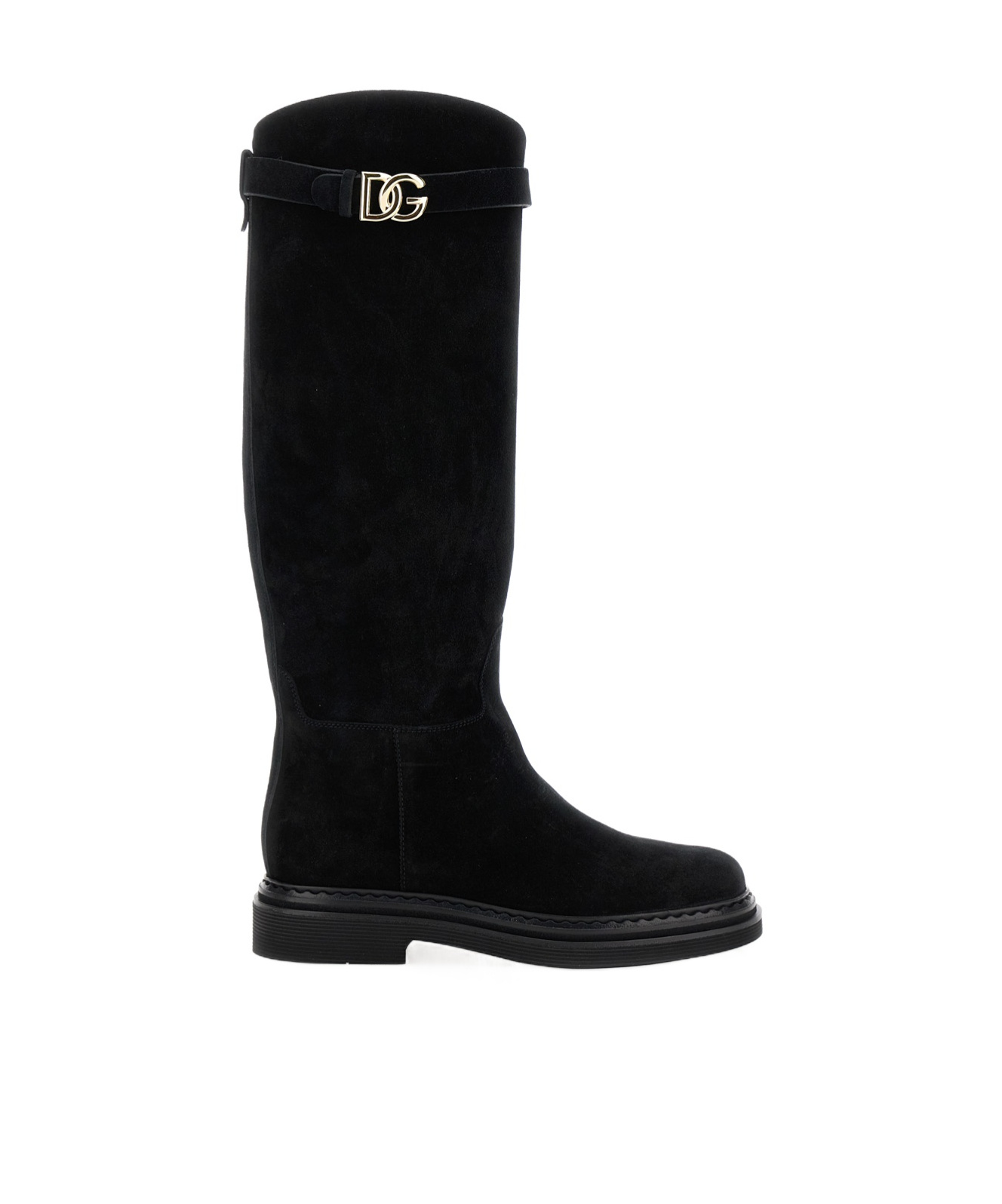 Dolce & Gabbana Dolce Gabbana Logo Plaque Round Toe Boots In Black