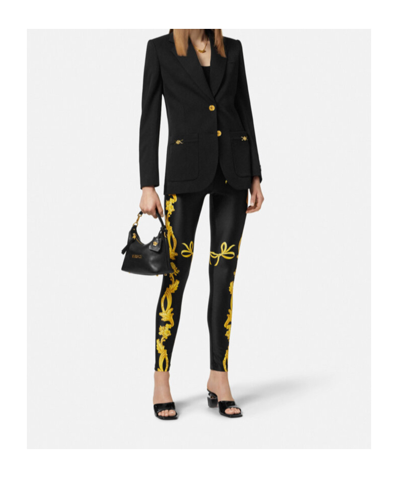 Versace Baroque Print Lycra Leggings In Black