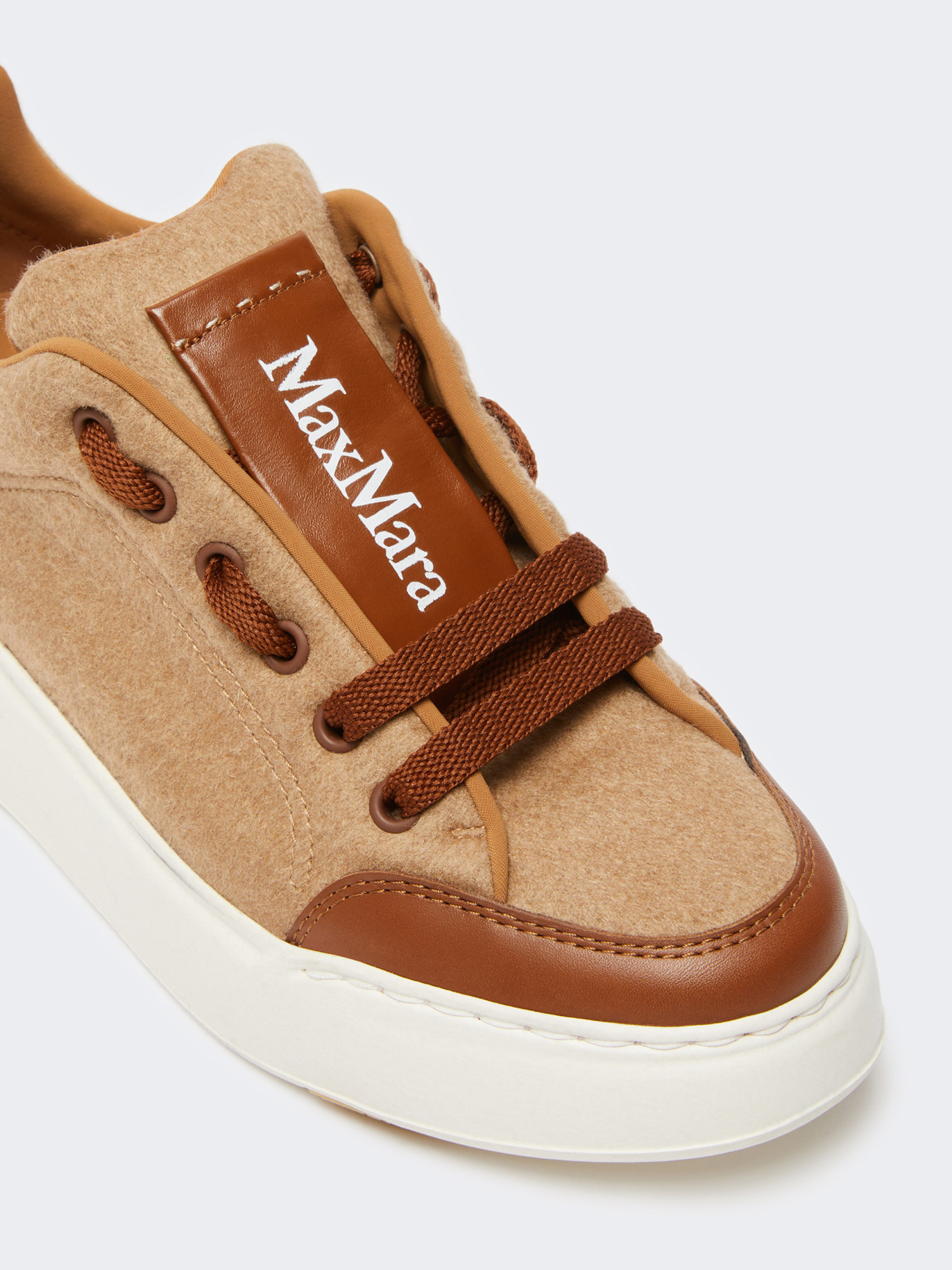 Max Mara Water-repellent Cashmere Sneakers In Brown