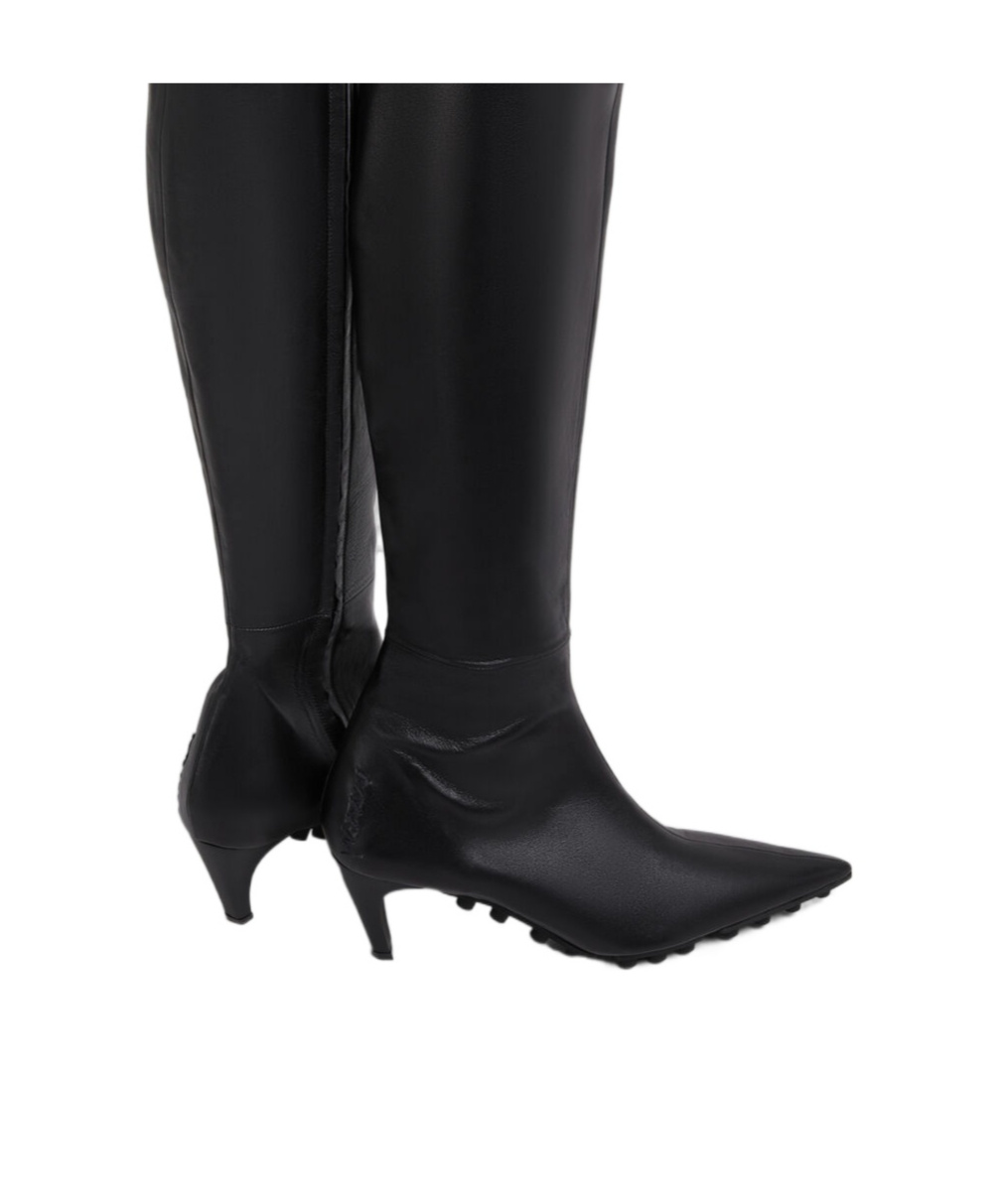 Marni Spike Leather Knee-high Boots In Black